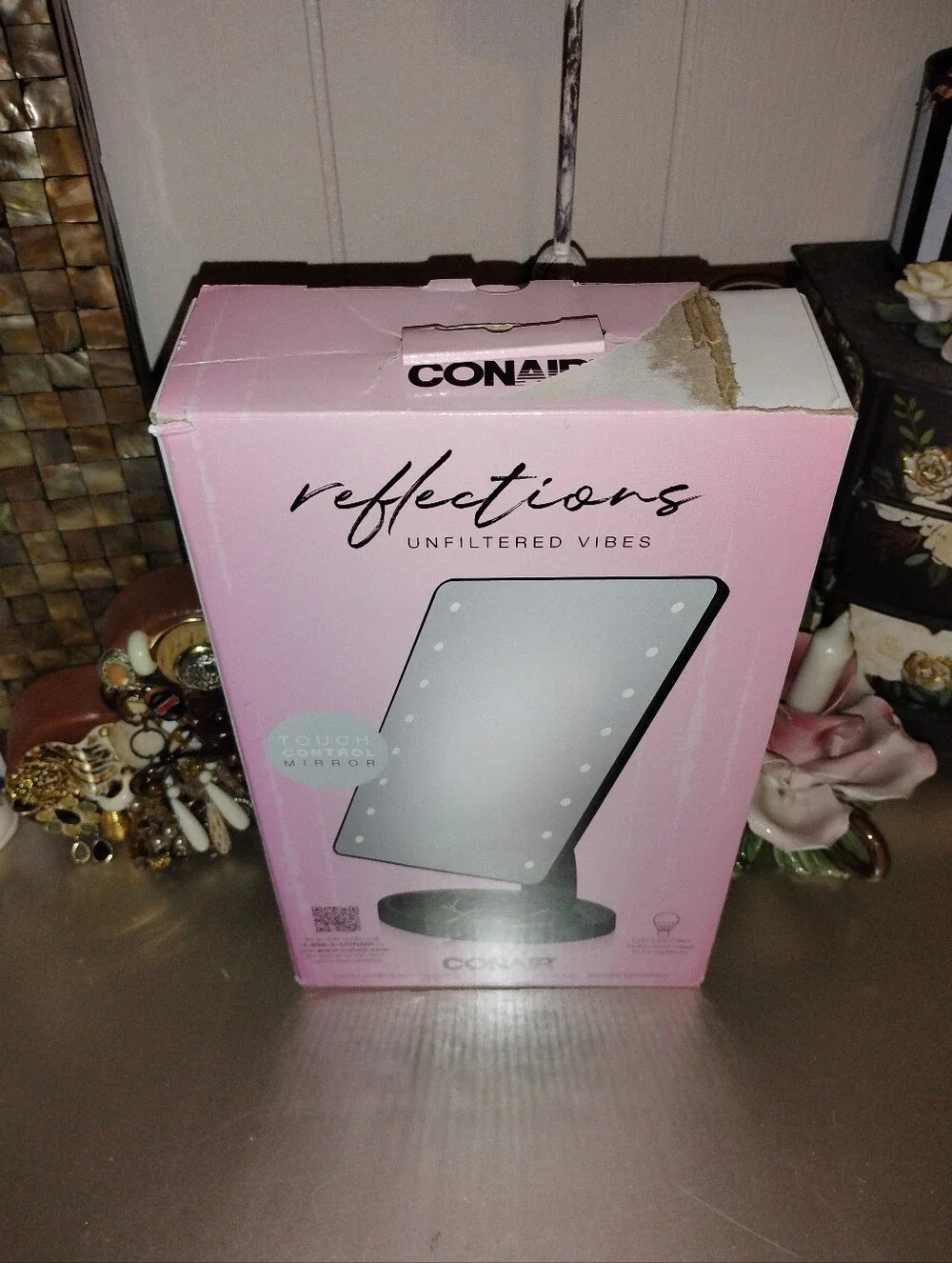 Conair Reflections Touch Control LED Vanity Mirror - Pink Box